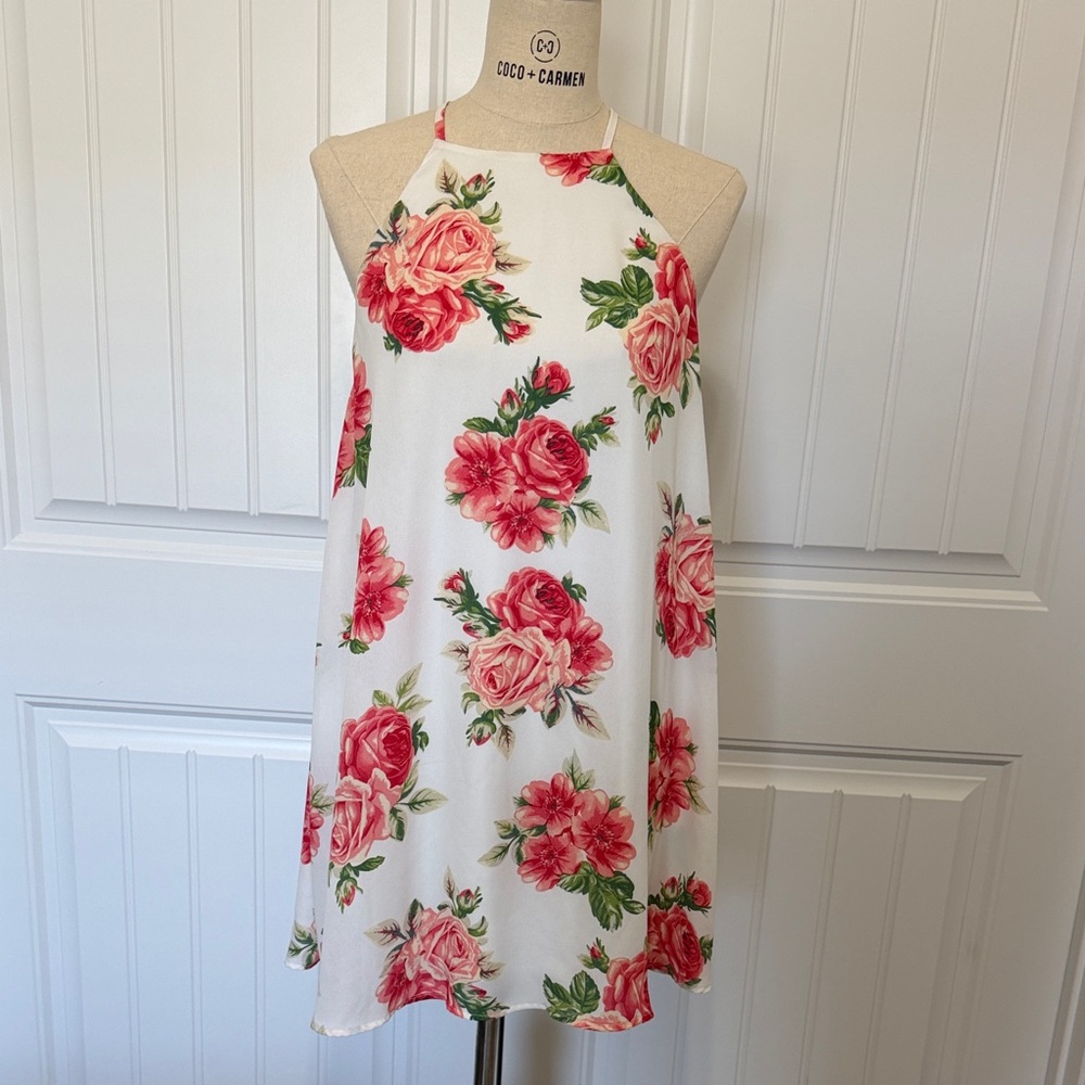 Show Me Your MuMu Red and Pink Floral Mini Dress